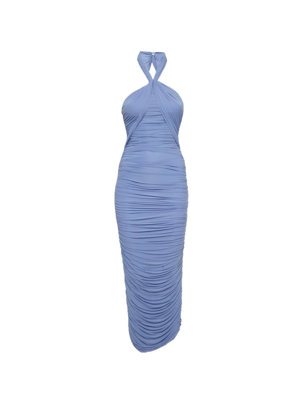 Ronny Kobo Ruched Midi Dress In Periwinkle Blue